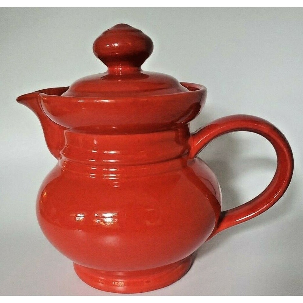 Waechtersbach Red Water Pot & Lid West Germany Ceramic Pitcher U24a